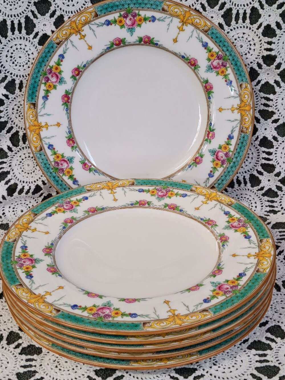 Set of 6 Antique Minton Dinner Plates Selwyn Pattern